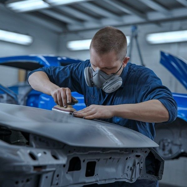 collision technician sanding a car at collision repair Birmingham AL Sherrill Paint and Body collision-technician-sanding-a-car-at-collision-repair-Birmingham-AL-Sherrill-Paint-and-Body