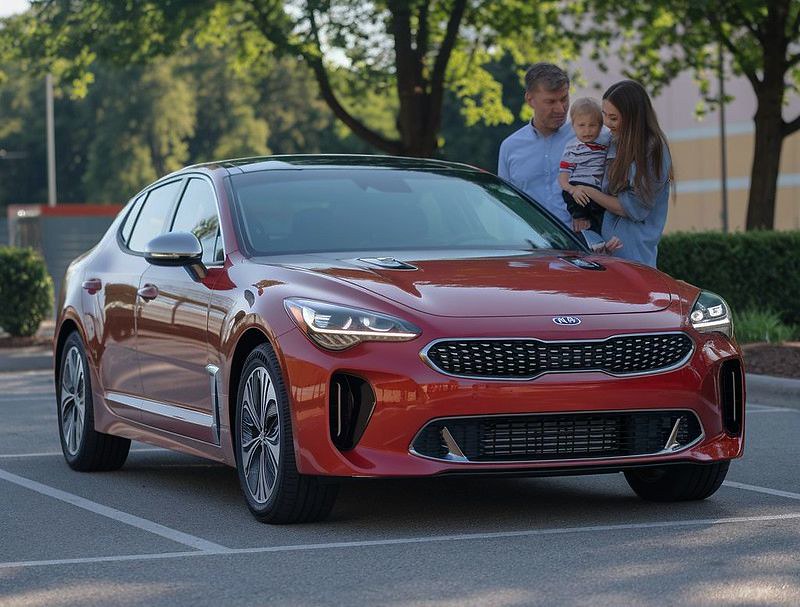 Red Kia with Customers-Body Shop Sherrill Paint & Body