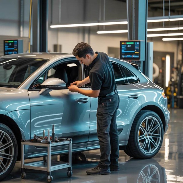 Technician working on vehicle-Birmingham Collision Center