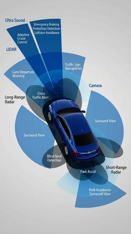 Blue cadillac showing where ADAS works-Sherrill Paint & Body Blue cadillac showing where ADAS works-Sherrill Paint & Body