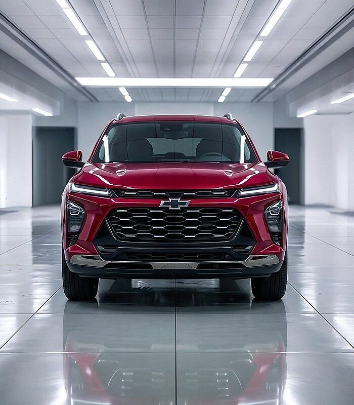 Red Chevy SUV in auto body shop-collision repair services Sherrill paint & body Red Chevy SUV in auto body shop-collision repair services Sherrill paint & body
